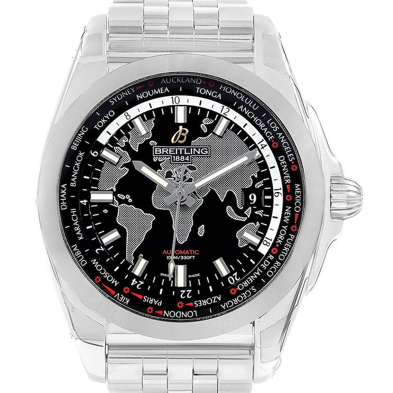 Breitling Galactic Unitime SleekT Black Dial Mens Watch WB3510 Unworn SwissWatchExpo