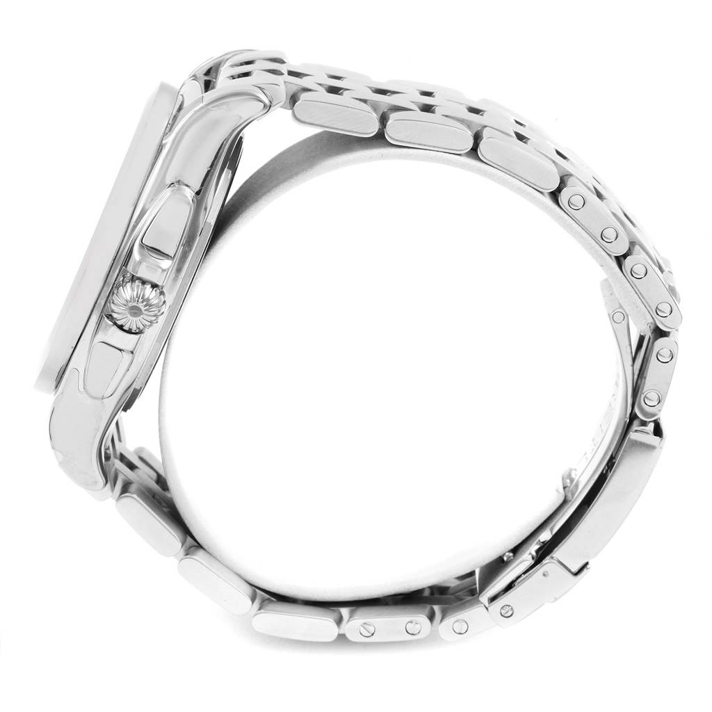 The image shows a side view of a Breitling Galactic WB3510U4-BD94-375A Men's Stainless Steel Black Dial WB3510U4-BD94-375A Men's Stainless Steel Black Dial watch focusing on the crown, case, and metal bracelet.