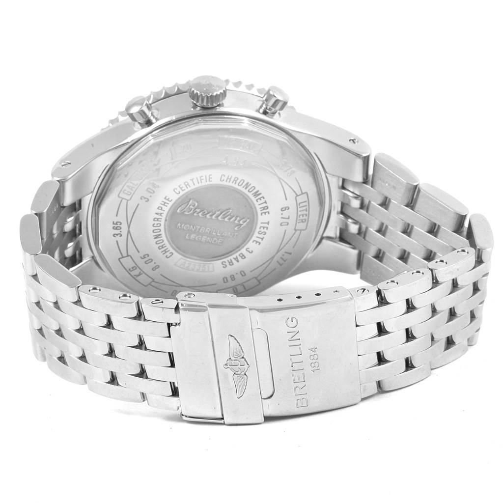 The image shows the back case and clasp of the Breitling Transocean A23351 Men's Stainless Steel Black Dial A23351 Men's Stainless Steel Black Dial watch from a rear angle.