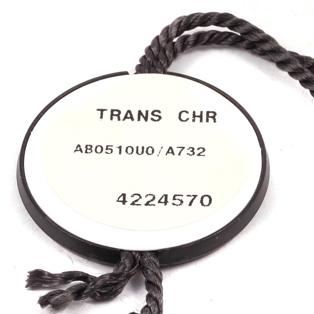 This image shows a Breitling Transocean AB0510 Men's Stainless Steel Silver Dial AB0510 Men's Stainless Steel Silver Dial model tag with reference number AB0510U0/A732 and serial number 4224570.