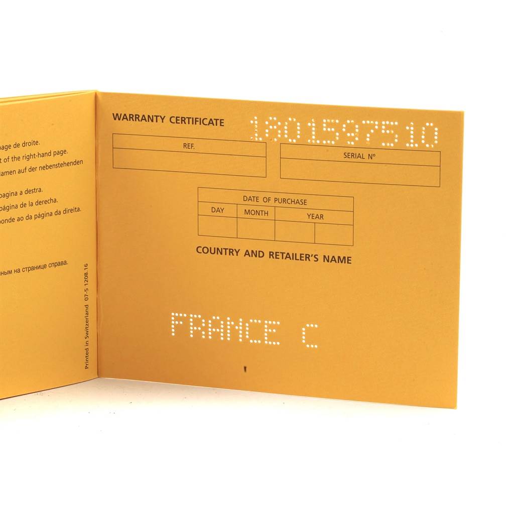 This image shows the warranty certificate booklet for the Breitling Transocean AB0510 Men's Stainless Steel Silver Dial AB0510 Men's Stainless Steel Silver Dial model watch.