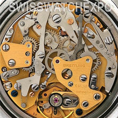 This image shows an up-close view of the intricate inner mechanics and movement parts of a Breitling Transocean 2129 Men's Stainless Steel Silver Dial 2129 Men's Stainless Steel Silver Dial watch.