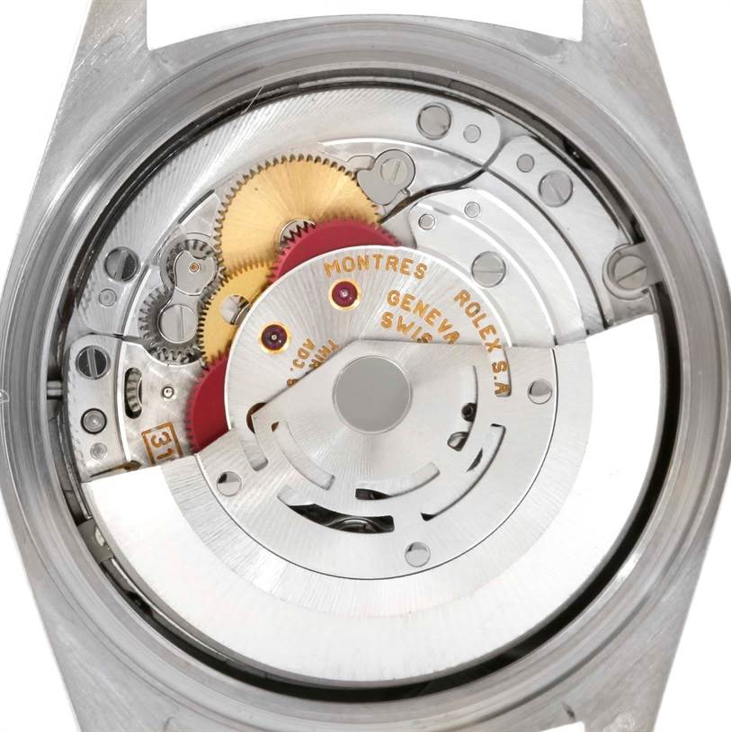 This image shows the internal movement mechanism of the Rolex President 18239 Men's White Gold Silver Dial 18239 Men's White Gold Silver Dial model watch from the back.