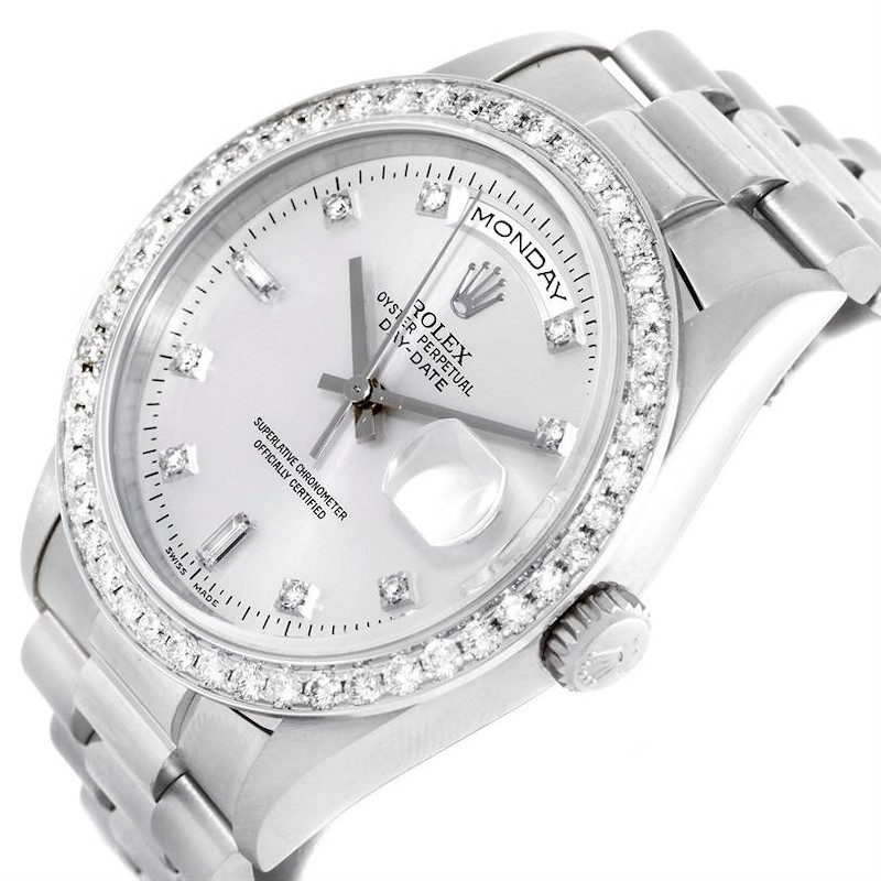 rolex president 18k white gold diamond mens watch