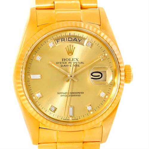 Photo of Rolex President Day-Date Diamond Mens 18k Yellow Gold Watch 18038