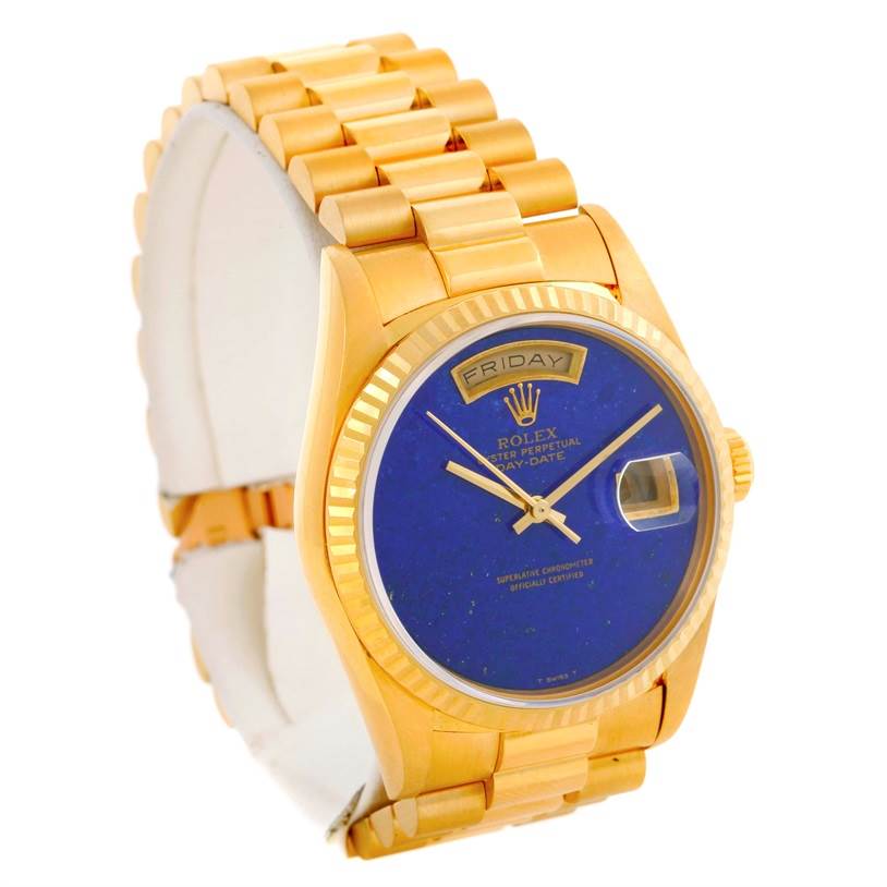 Rolex President Day Date Mens 18k Yellow Gold Lapis Dial Watch 18238 ...