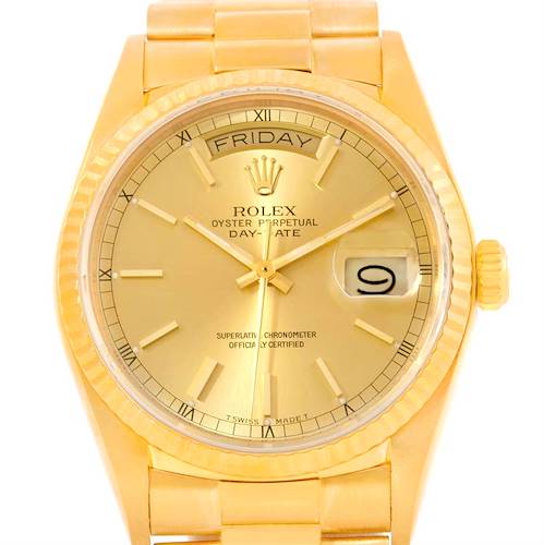 Photo of Rolex President Day-Date 18k Yellow Gold Baton Dial Watch Mens 18038
