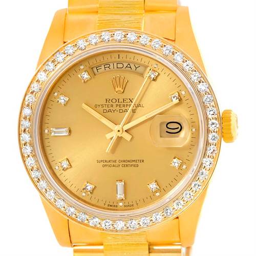 Photo of Rolex President Day-Date Mens 18k Yellow Gold Diamond Watch 18078