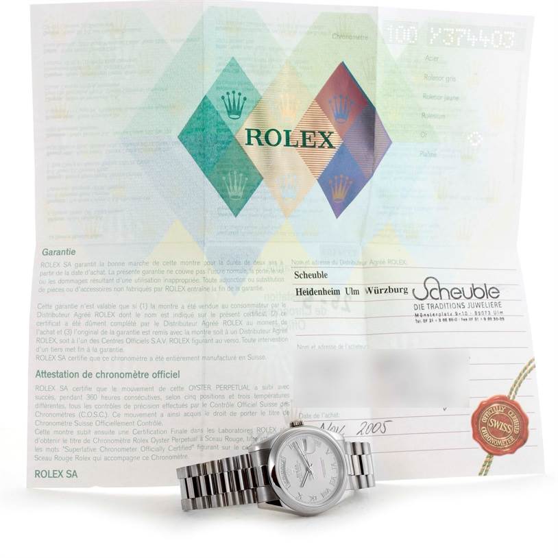 Rolex President Day Date 18k White Gold Mens Watch 1109 Swisswatchexpo