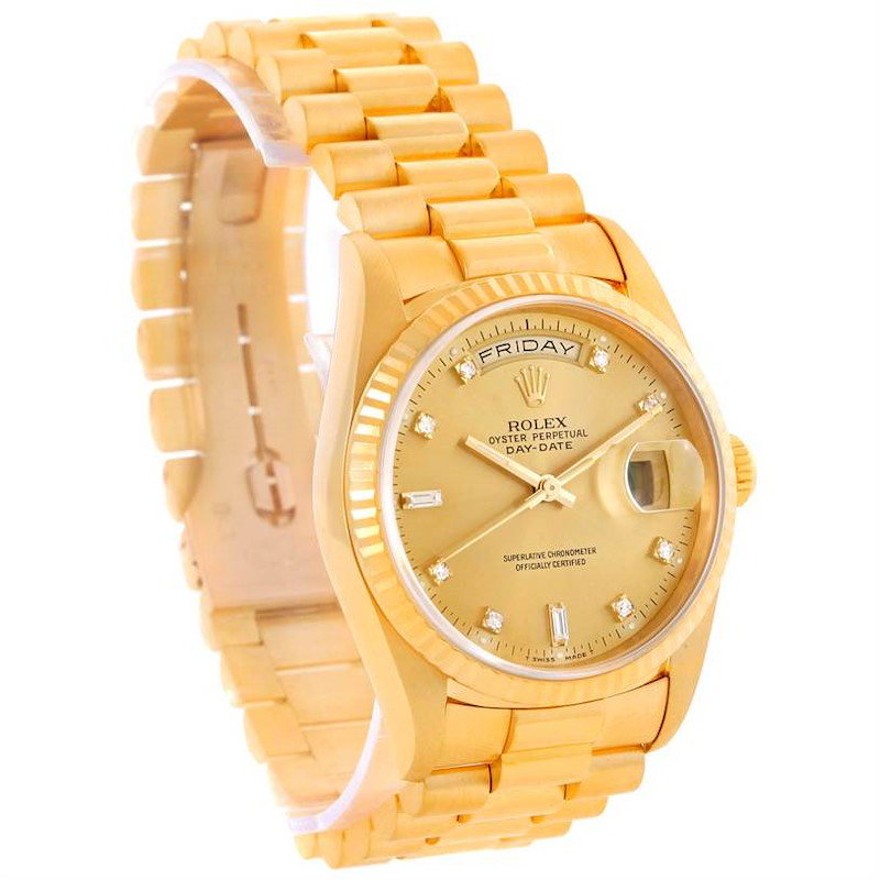 Rolex President Day Date Mens 18k Yellow Gold Diamond Watch 18238 SwissWatchExpo