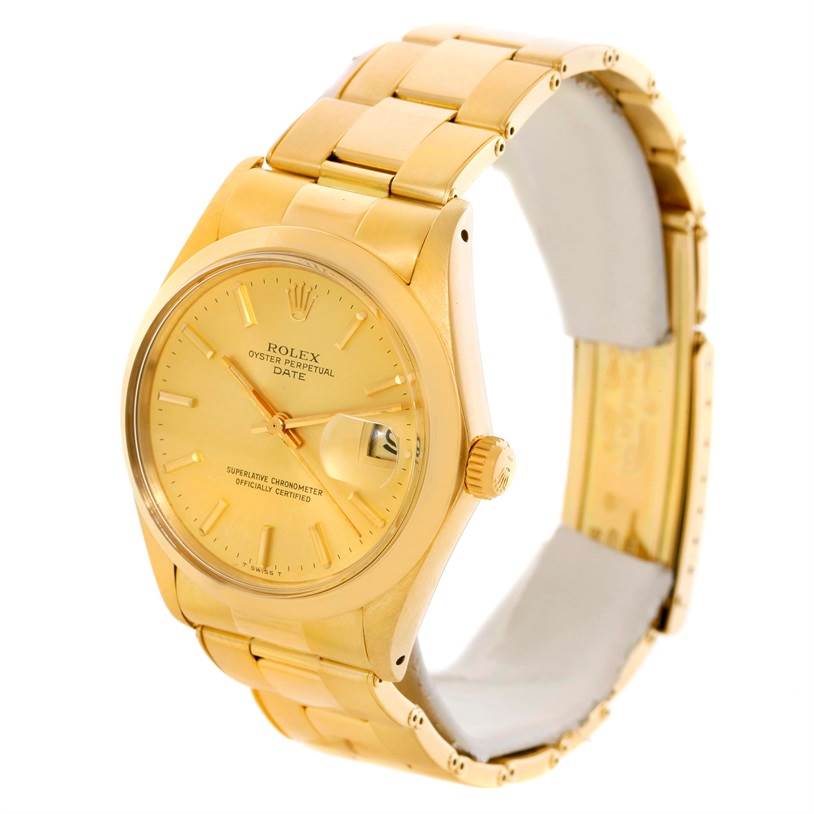 The image shows a Rolex President 1500 Men
s Yellow Gold Champagne Dial 1500 Men
s Yellow Gold Champagne Dial watch at a slight angle, highlighting the face, band, and clasp.