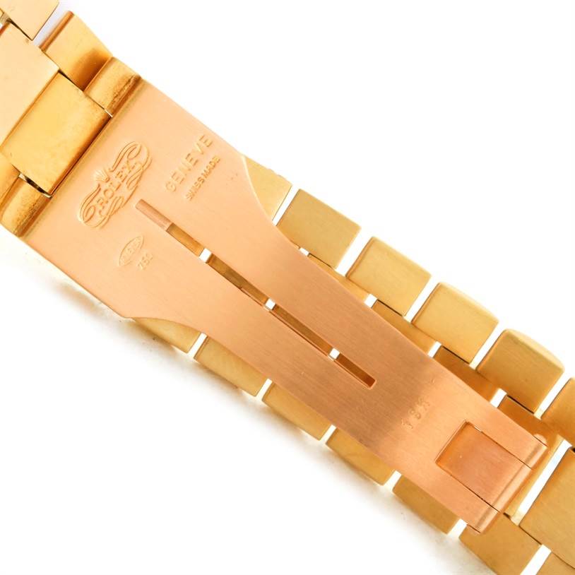 This image shows a close-up of the clasp and bracelet of a Rolex President 1803 Men's  1803 Men's  model watch.