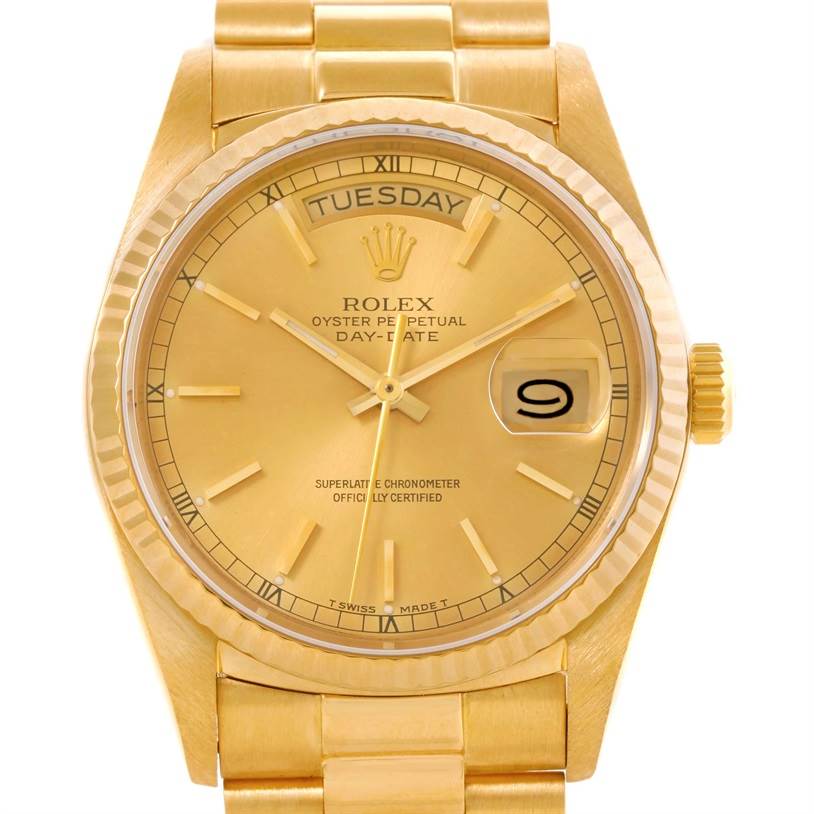 Rolex President Day-Date 18k Yellow Gold Automatic Watch Mens 18038 ...