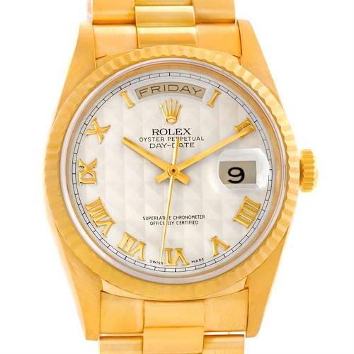 Photo of Rolex President Day Date Mens 18k Yellow Gold Pyramid Dial Watch 18238