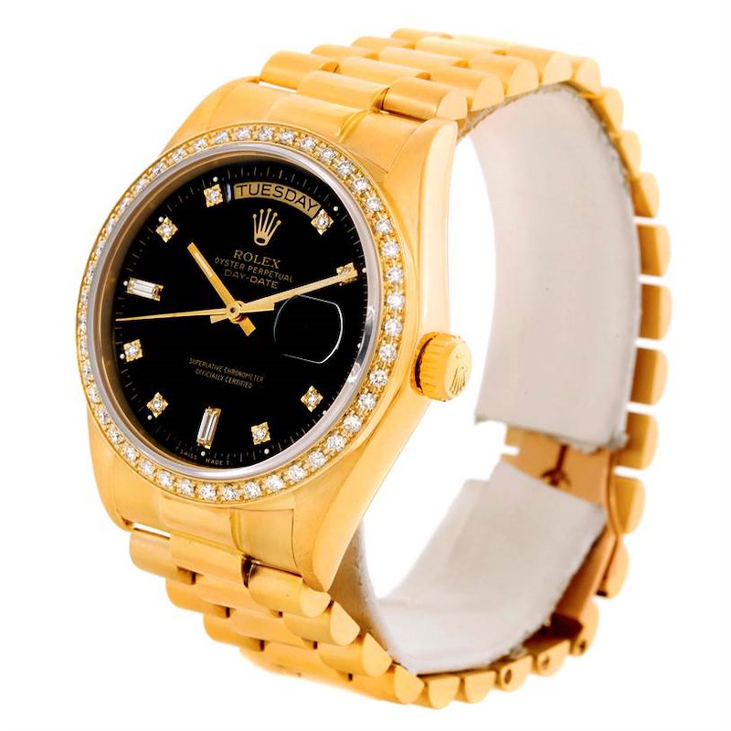 Rolex President Day-Date Mens 18k Yellow Gold Diamond Watch 18038 SwissWatchExpo