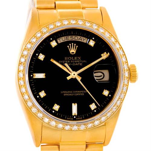 Photo of Rolex President Day-Date Mens 18k Yellow Gold Diamond Watch 18038