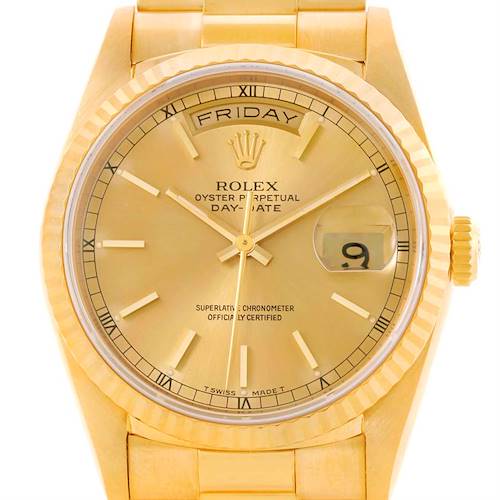 Photo of Rolex President Day Date Mens 18k Yellow Gold Watch 18238 Box Papers