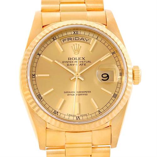Photo of Rolex President Day Date Mens 18k Yellow Gold Watch 18238 Box Papers