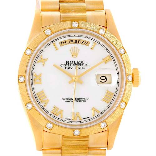 Photo of Rolex President Day-Date Mens 18k Yellow Gold Diamond Watch 18308