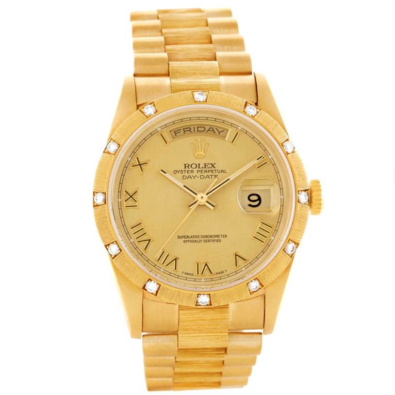 Rolex President Crown Collection 18K Yellow Gold Diamond Watch 18308 ...