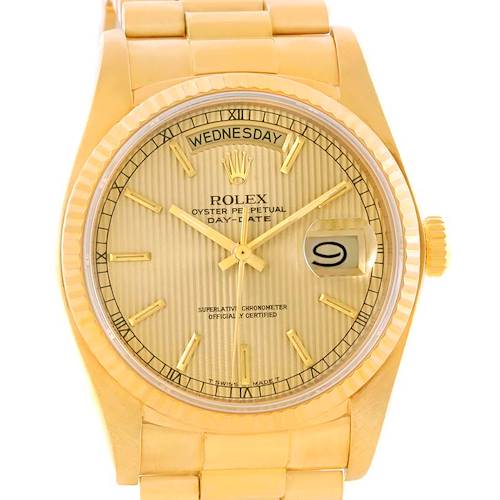 Photo of Rolex President Day-Date 18k Yellow Gold Tapestry Dial Watch 18038