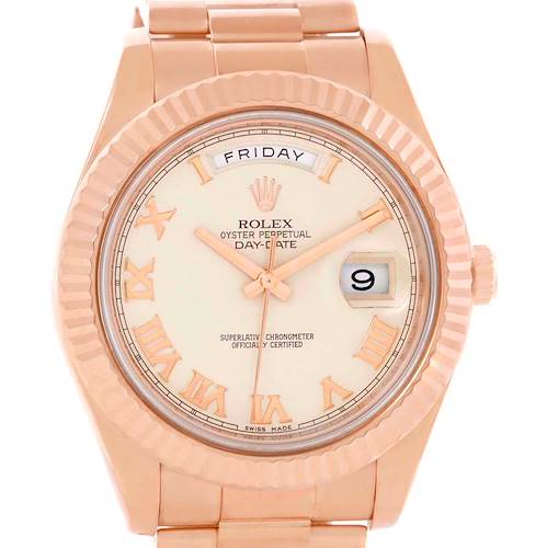Photo of Rolex Day-Date II Everose Ivory Dial Mens 18K Rose Gold Watch 218235