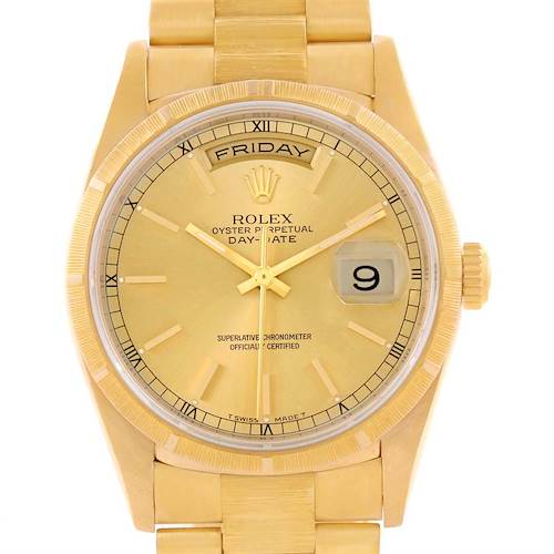 Photo of Rolex President Day-Date Mens 18k Yellow Gold Bark Finish Watch 18248