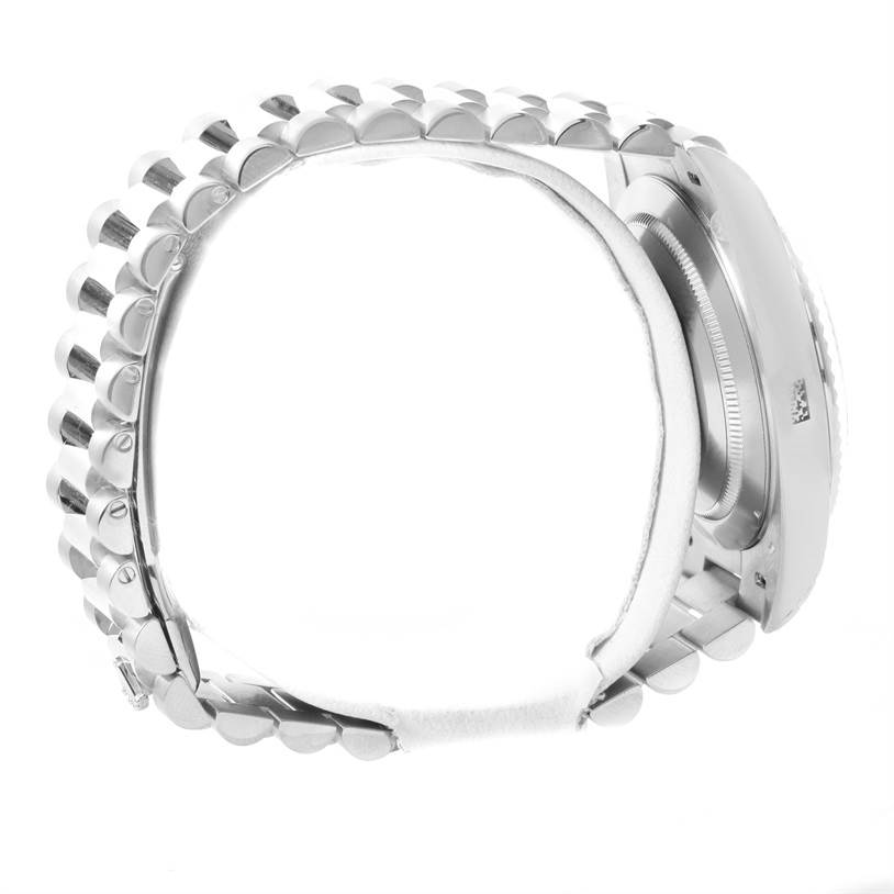 The image displays a side view of the Rolex President 228239 Men's White Gold Silver Dial 228239 Men's White Gold Silver Dial model watch, showcasing its bracelet and case back.