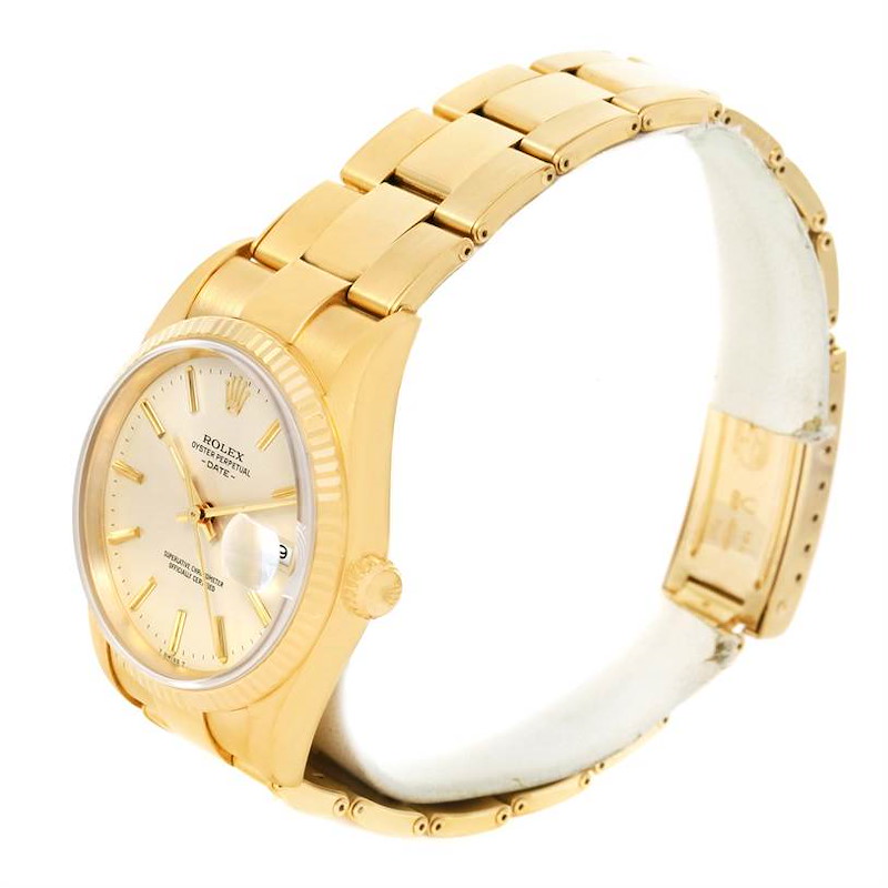 Rolex Date 18k Yellow Gold Oyster Bracelet Mens Watch 15238 SwissWatchExpo