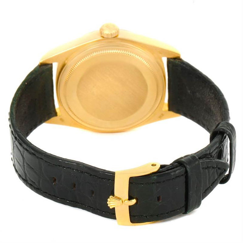 gold rolex day date leather strap
