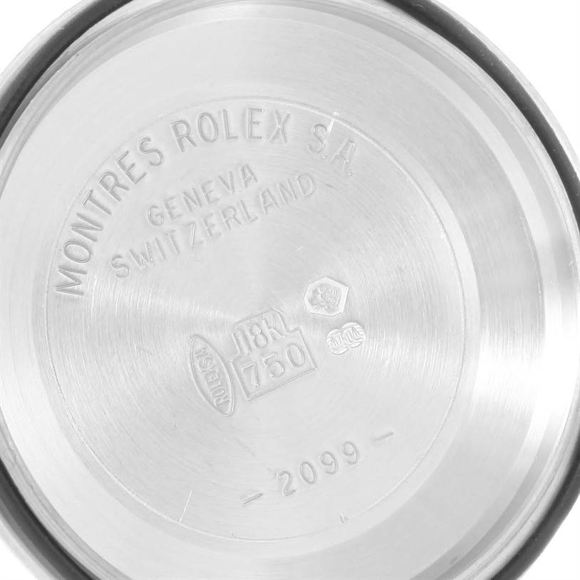 The image shows the inner case back of a Rolex President 118239 Men's White Gold Silver Dial 118239 Men's White Gold Silver Dial model watch.