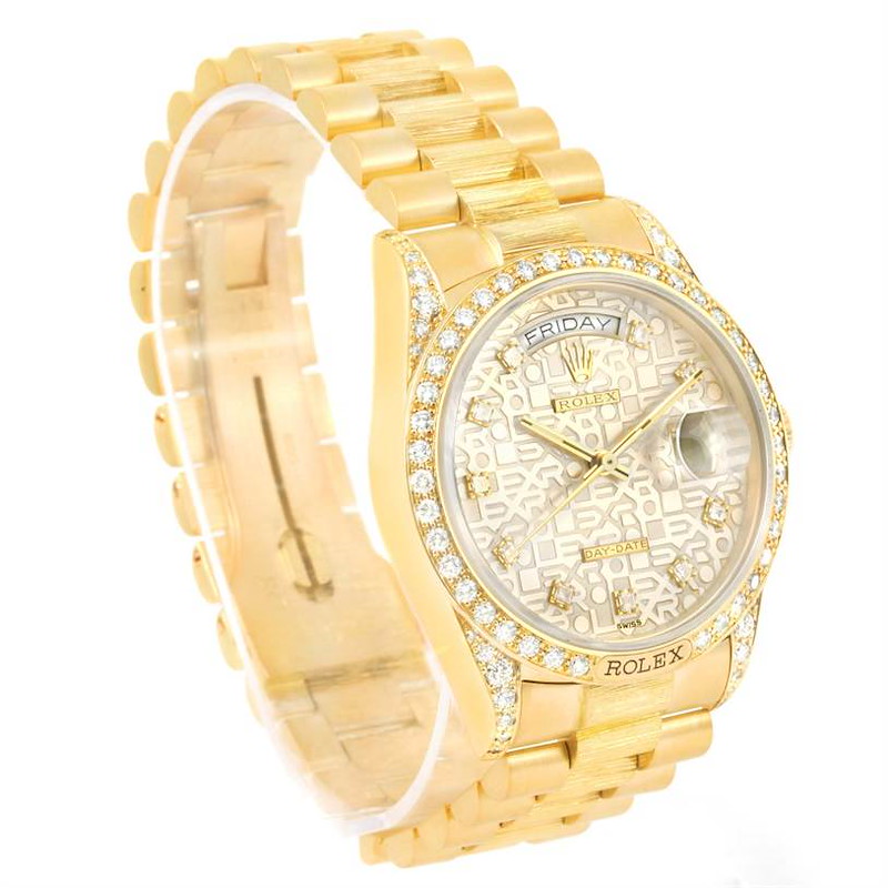 Rolex President Day-Date 18k Yellow Gold Diamond Watch 18138 SwissWatchExpo