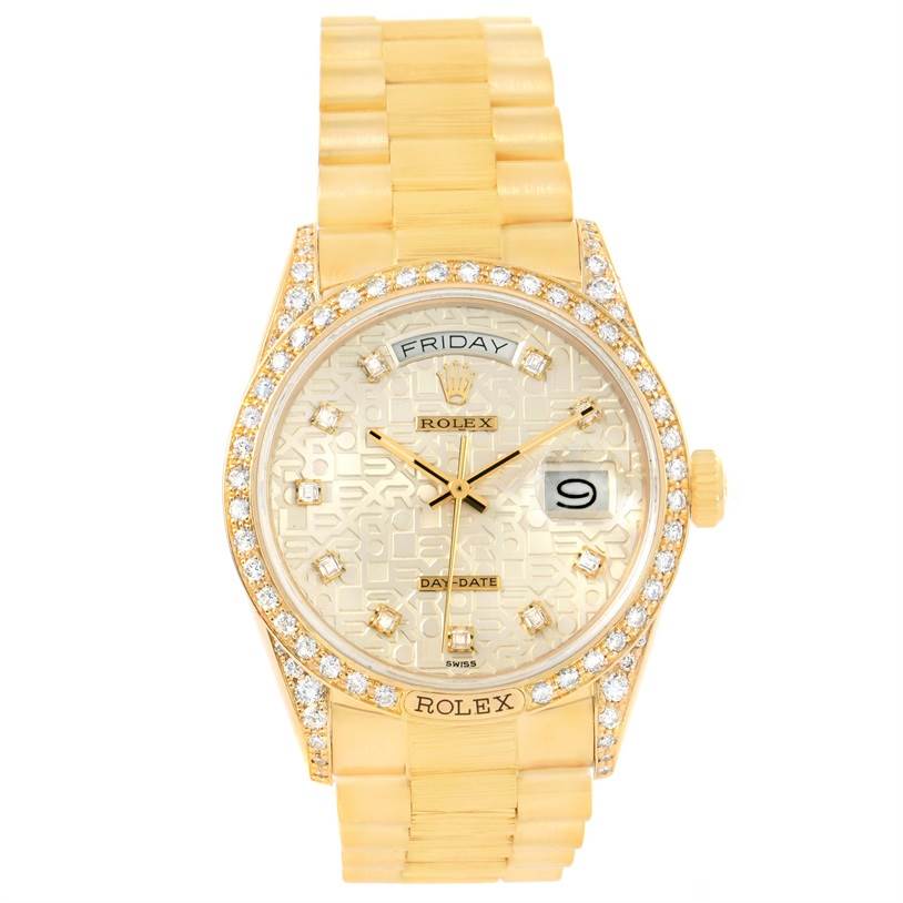 Rolex President Day-Date 18k Yellow Gold Diamond Watch 18138 ...