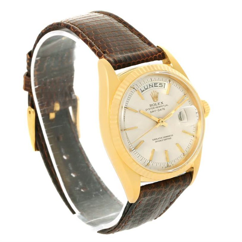 Rolex 18k Yellow Gold President Day-Date Silver Dial Mens Watch 1803 SwissWatchExpo