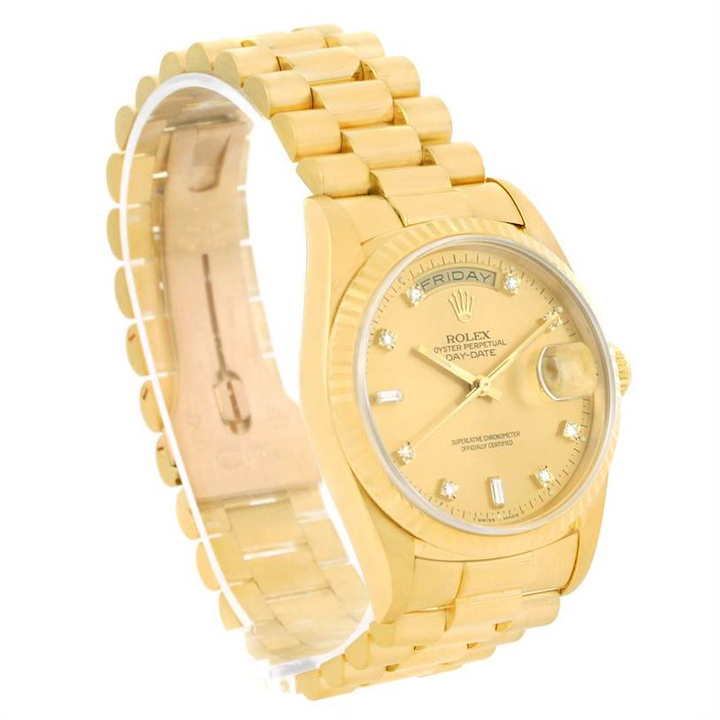 Rolex President Day Date Mens 18k Yellow Gold Diamond Watch 18238 SwissWatchExpo
