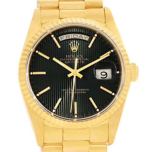 Photo of Rolex President Day-Date Yellow Gold Black Tapestry Dial Watch 18238
