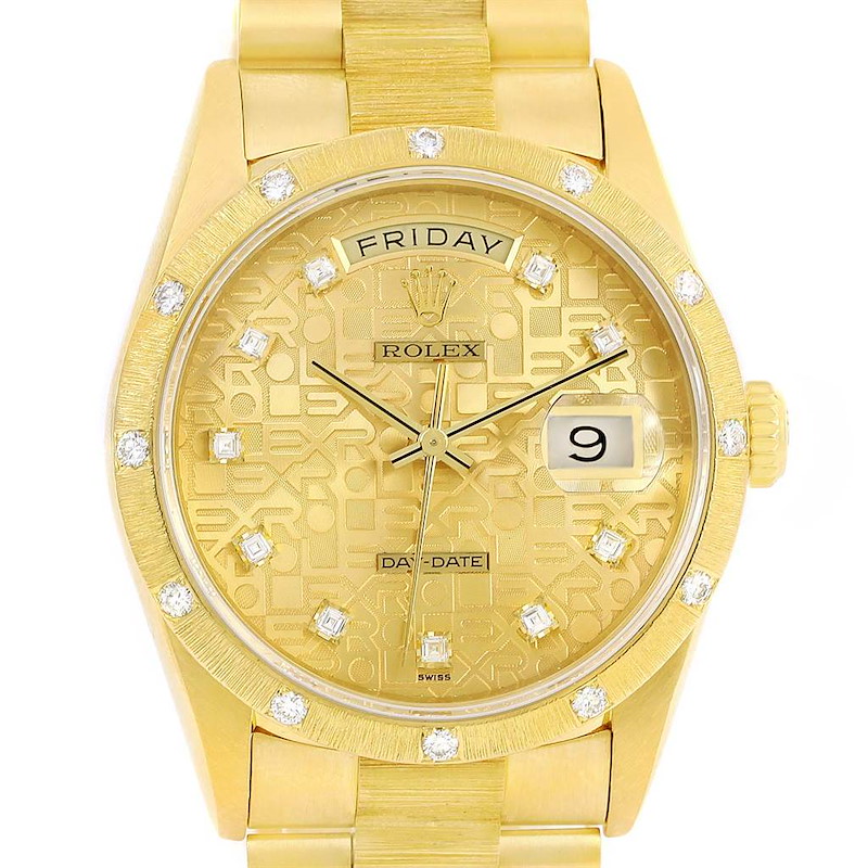 Rolex President Crown Collection 18K Yellow Gold Diamond Watch 18308 SwissWatchExpo