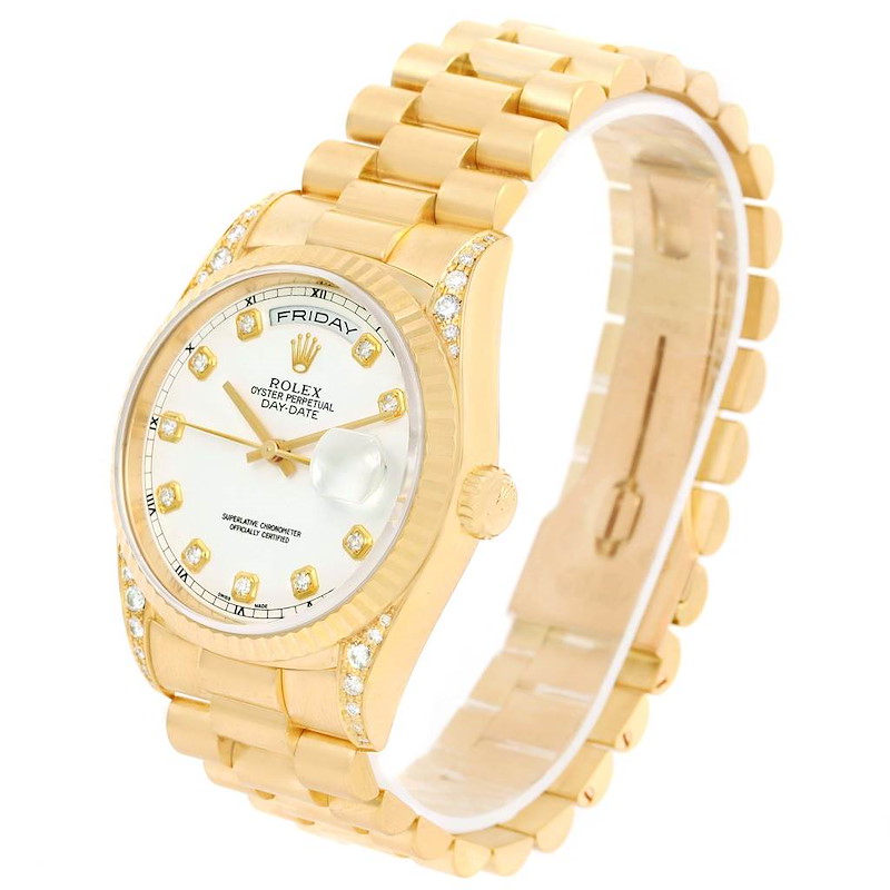 Rolex President Day-Date 18k Yellow Gold Diamond Dial Lugs Watch 18338 SwissWatchExpo