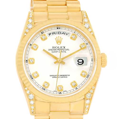 Photo of Rolex President Day-Date 18k Yellow Gold Diamond Dial Lugs Watch 18338