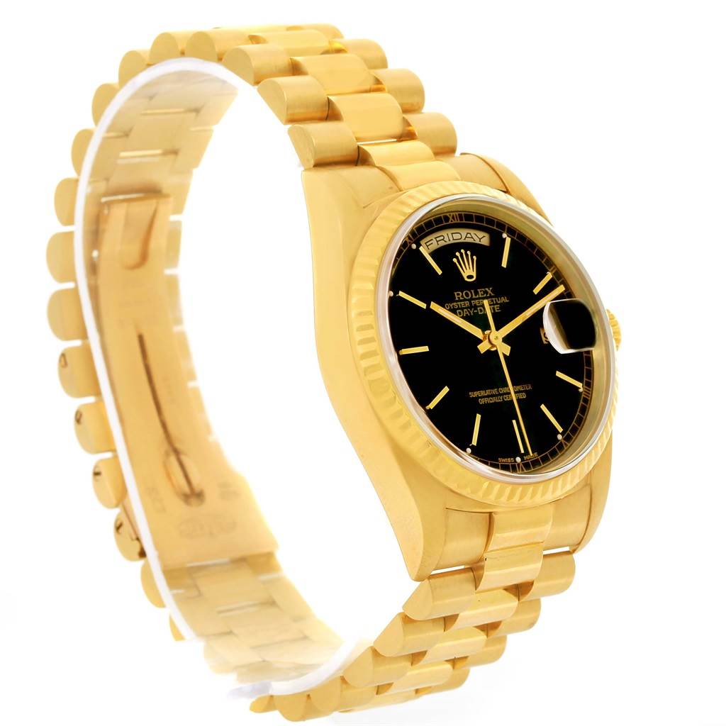 Rolex President Day-Date Yellow Gold Black Dial Mens Watch 18238 ...