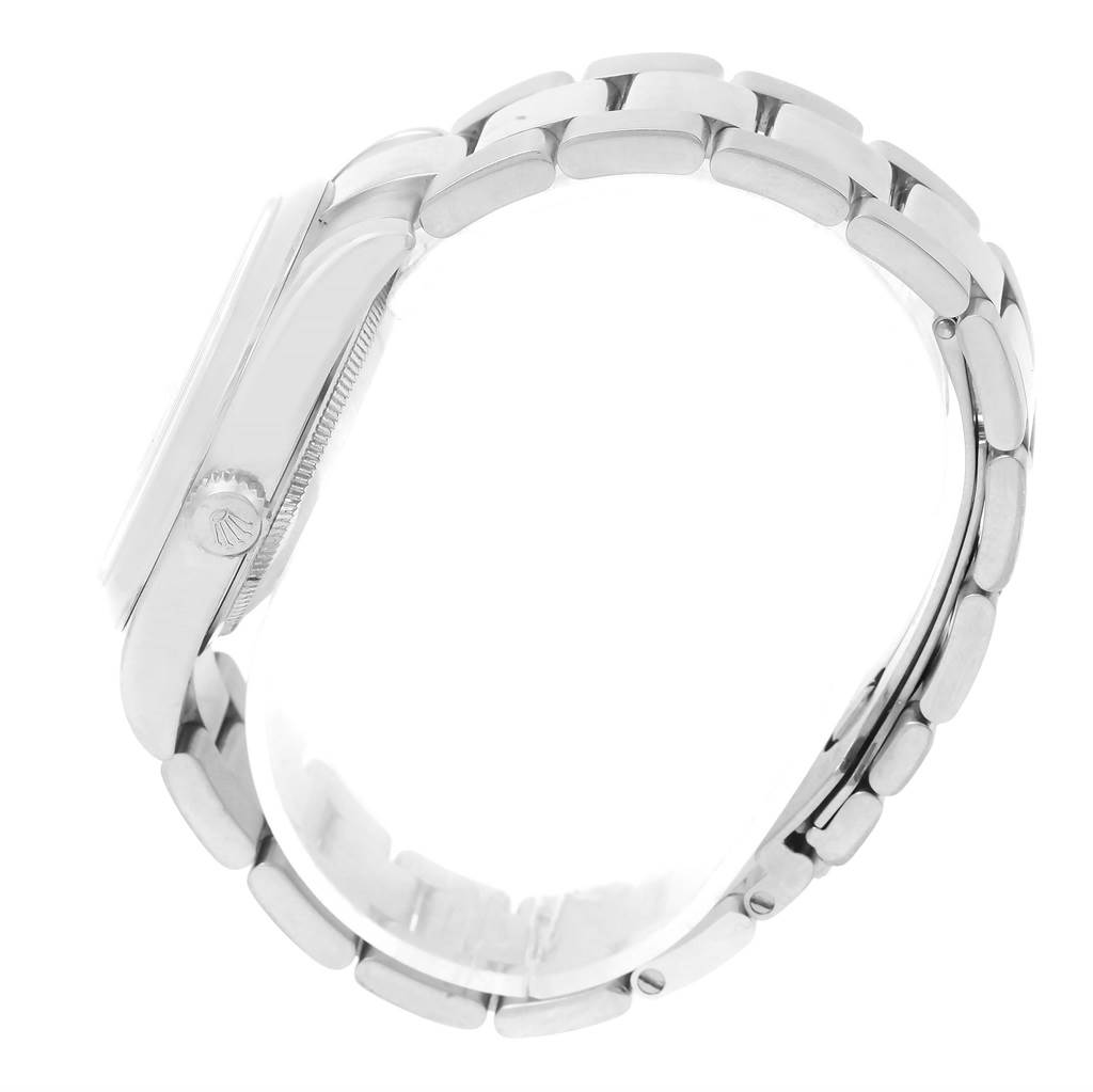 This image shows a side view of the Rolex President 118209 Men's White Gold White Dial 118209 Men's White Gold White Dial model, focusing on its case and bracelet.