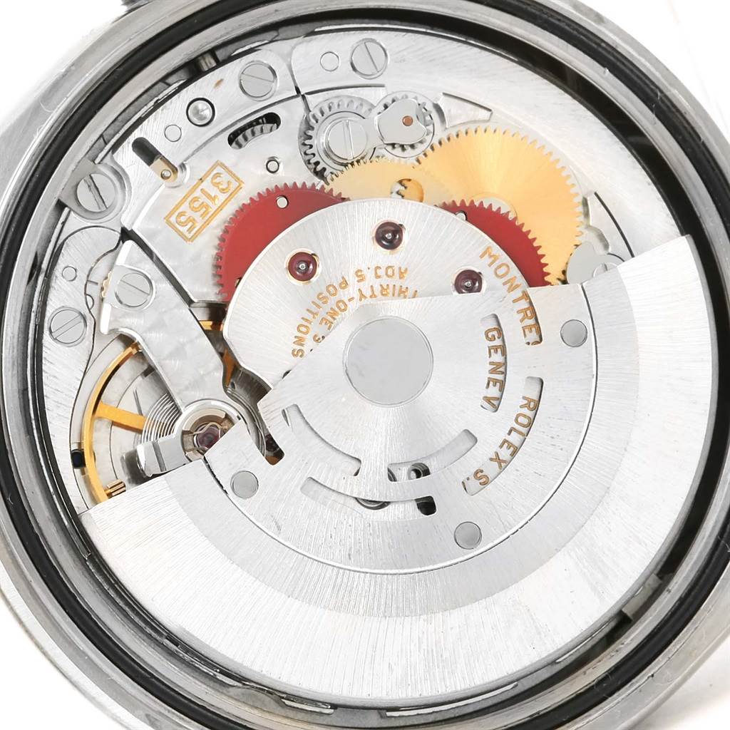 The image shows the internal mechanical movement of a Rolex President 118209 Men's White Gold White Dial 118209 Men's White Gold White Dial model watch, viewed from the back.