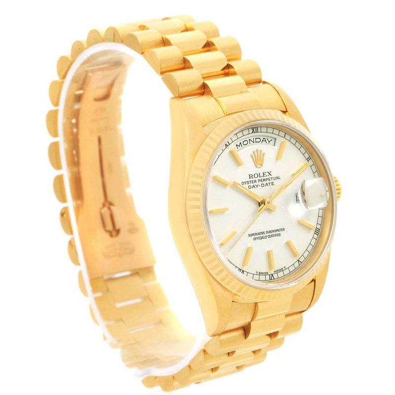 Rolex President Day-Date 18k Yellow Gold White Dial Mens Watch 18238 SwissWatchExpo