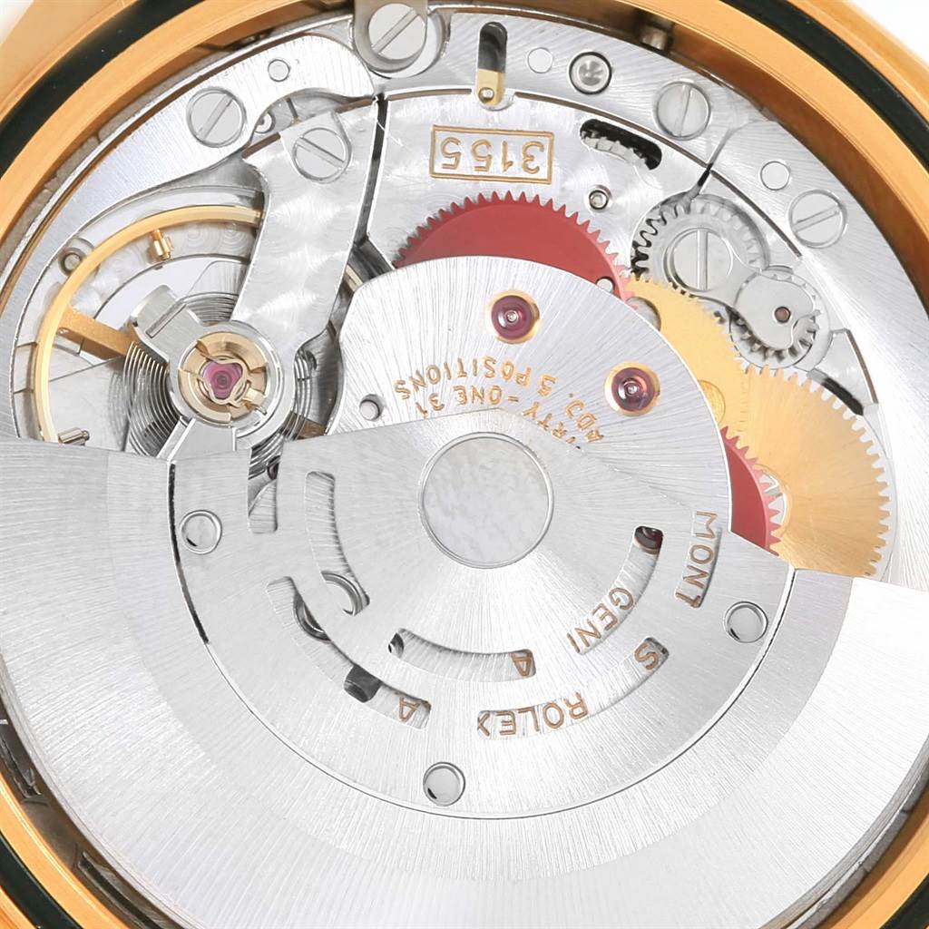 This image shows the internal mechanical movement parts of a Rolex President 18238 Men's Yellow Gold Champagne Dial 18238 Men's Yellow Gold Champagne Dial model watch from a close-up angle.