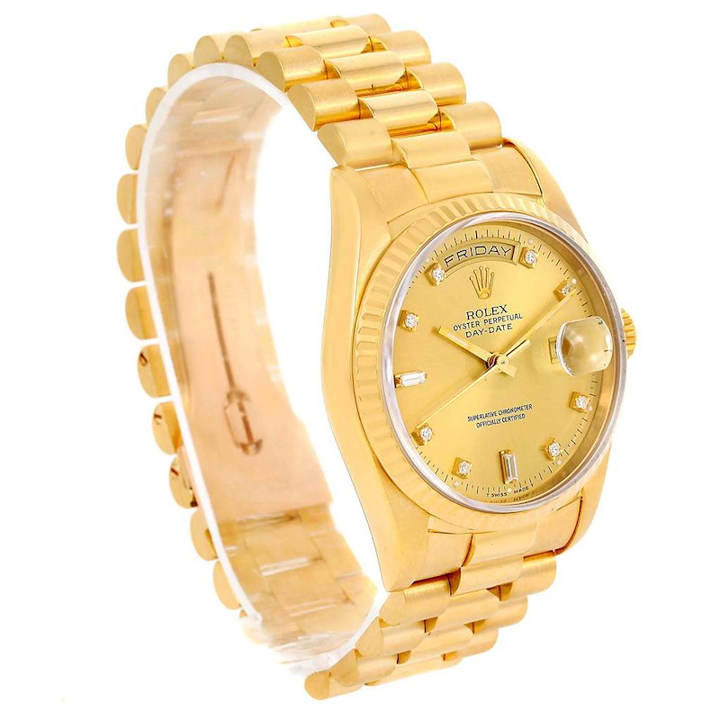 Rolex President Day-Date Yellow Gold Diamond Mens Watch 18238 Box SwissWatchExpo