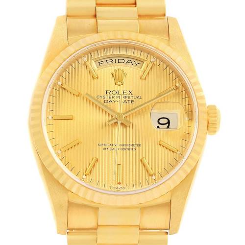 Photo of Rolex President Day-Date Yellow Gold Tapestry Dial Watch 18238 Unworn