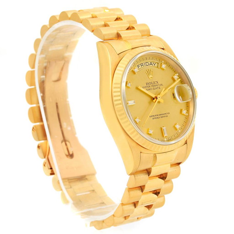 Rolex President Day-Date 18k Yellow Gold Diamond Watch 18038 Box Papers SwissWatchExpo