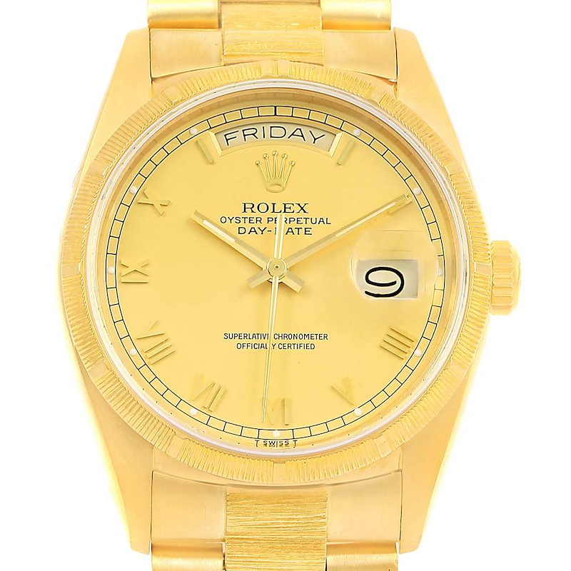 Rolex President Day-Date 18k Yellow Gold Roman Dial Mens Watch 18078 SwissWatchExpo