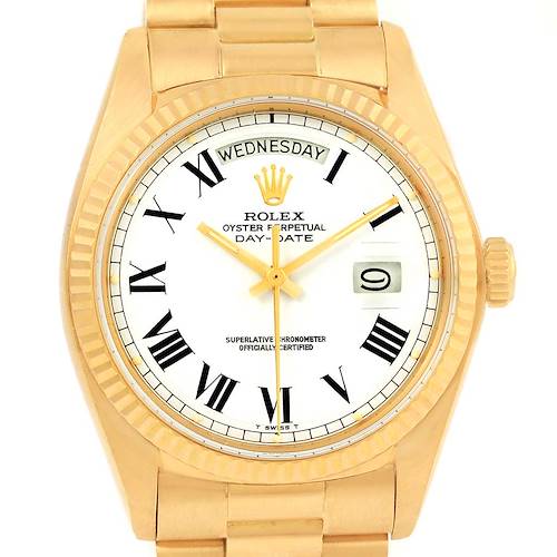 Photo of Rolex President Day-Date Yellow Gold White Buckley Dial Watch 1803