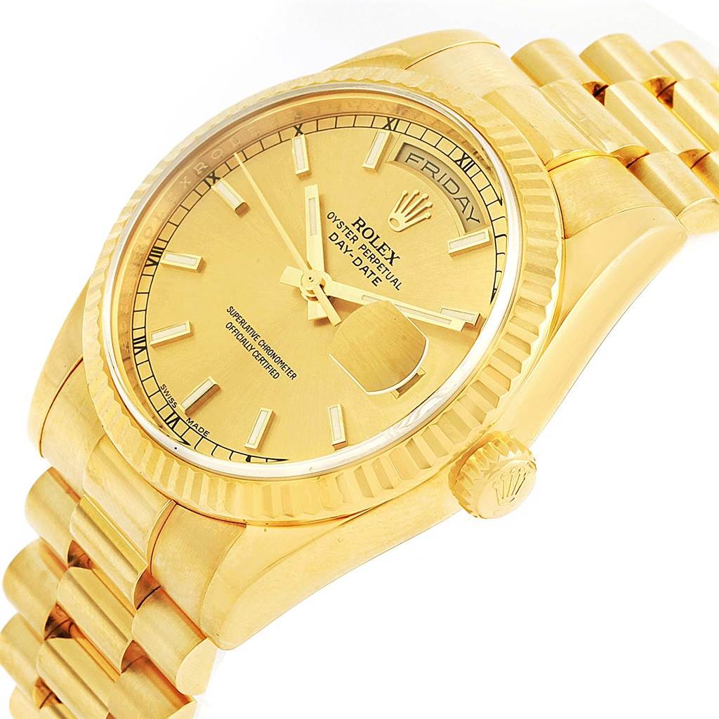 Rolex President Day-Date Champagne Dial Yellow Gold Mens Watch 118238 ...